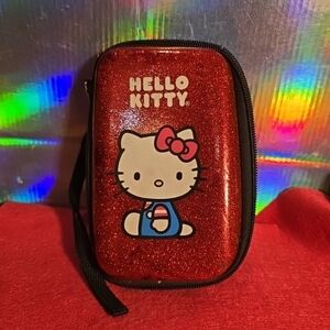 022226 Hello Kitty Red Glitter Nintendo DSL DSi Zippered Hard Shell With Travel